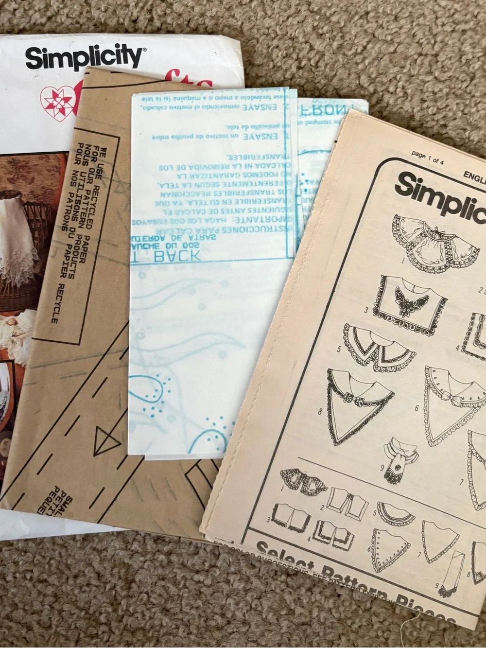 Vintage Simplicity Pattern 8465 for Misses’ Collars